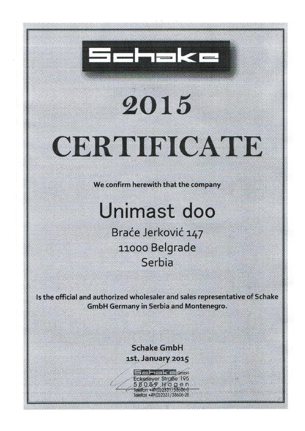 Zertifikat_Unimast_Schake